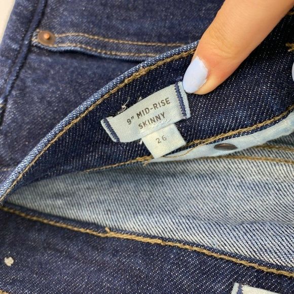 Madewell 9" Mid Rise Skinny Jeans Women's Size 26 Stretch Dark Wash Denim Blue - Picture 5 of 11